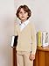 Haloumoning Boys Cardigan Sweater Kids Casual V Neck Button Down Uniform Sweaters 5-14 Years Beige