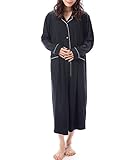 NISHIKI[ニシキ] マタニティ パジャマ 授乳口付き 長袖 パウダーストレッチ 伸縮性 シワになりにくい 前開き ロング丈 授乳服 ネグリジェ ルームワンピース 部屋着 mata (ﾌﾞﾗｯｸ/M/88151)