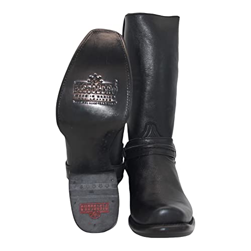 The Western Shops Men’s Genuine Leather 11Inch Square Toe Harness Motorcycle Boot (10, Black) #TOP2