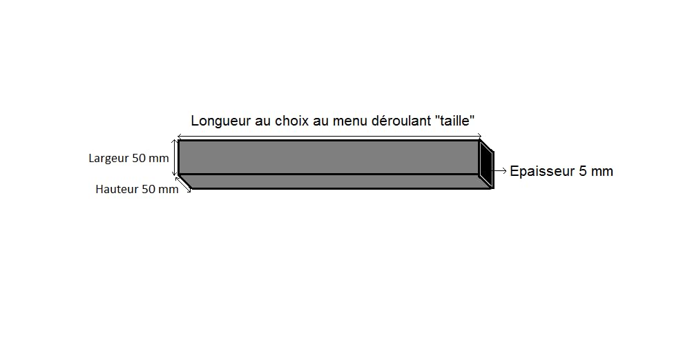 LeMétal – Tube carré acier 50x50x5 (150 cms) - Longueur au choix de 20 à 300 cms