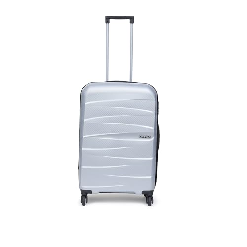 Image of YAYAVAR Check-in Medium- 66 CM, 360 Degree Rotating Wheels,Polypropylene Material,Hard Luggage with Telescopic Handle and Combination Locking Mechanism, Moscow-(M,Silver)