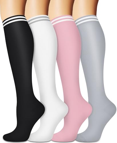 Image of Sooverki Compression Socks for Women and Men Circulation (3 /4 Pairs) is Best Support for Running Athletic Cycling Hiking