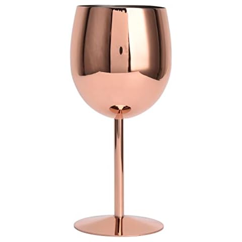 BuyWeek Wine Glasses, 350ml Red Wine Glasses Stainless Steel Cocktail Champagne Glass Rose Gold Goblet for Kitchen Party Bar Cover