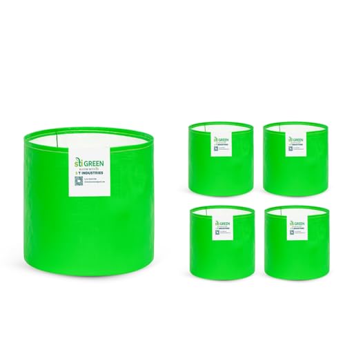 Image of HDPE Grow Bags for Plants 12X18 Inch (Pack of 5) | 260 GSM Heavy Duty UV-Protected Round Green Colour Plant Bags for Terrace and Vegetable Gardening | Strong & Reusable|