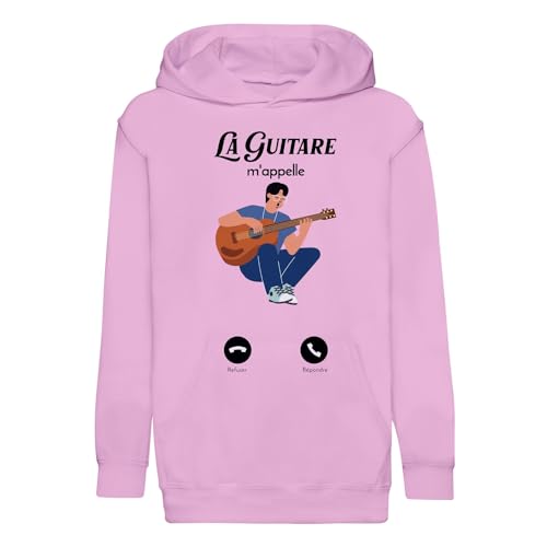 Sweat à capuche enfant la guitare m'appelle premium en textile haute durabilité