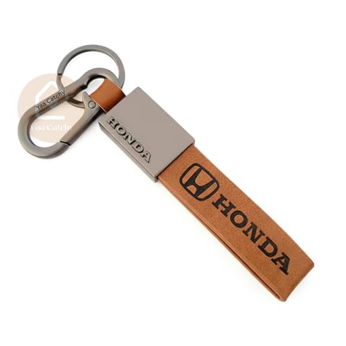 Image of Premium Leather Keychain Metal Hook Compatible with Durable Faux Leather Brown Strap with Heavy-Duty Alloy Clip Stylish Bike & Car Key Holder