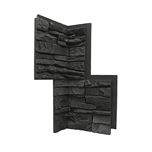 GenStone Faux Stacked Stone 90 Degree Inside Corner Panel 22.5\" x 12\" in Iron Ore Color for Do It Yourself Friendly Home Improvement Projects