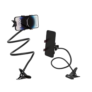 Amazon Basics Tabletop Stand for Mobile, Tablet and E-Reader, Clip Mount, Multi-Angle, Foldable, Lazy Bracket, Universal Compatibility