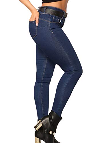 SOMTHRON Women's Slim Solid Midi Rise Stretchy Pencil Pants Denim Skinny Jeans2