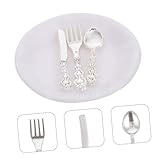 SUPVOX 6 Sätze Teiliges Mini Besteck Set aus Puppenhaus Dekoration Miniatur Gabeln Löffel und Messer für Junge Mädchen Praktische Mini Haushaltsornamente für Fingerfood und Puppenhaus