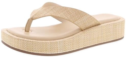 Image of TruFox Women's Platform Flip Flops Wedge Sandals Comfortable Soft Cushion Slip on Summer Beach Thong