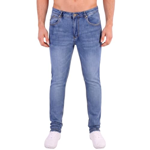 Image of Island Trading Men's Skinny Jeans - Stretchable Denim - Comfortable Fit, 4 Colors: Grey, Black, Dark Blue, Blue Stonewash - Sizes 28-42 Inch Waist
