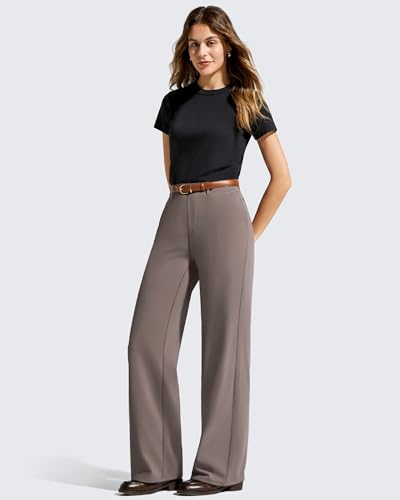 Image of G4Free EverGoing Women's Wide Leg Dress Pants Pull On Stretchy High Waisted Casual Trousers with Pockets