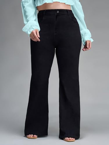 Image of Miss Chase A+ Women's Wide-Leg High Rise Regular-Length Stretchable Denim Jeans