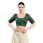 Vamas-Womens-Brocade-Georgette-Padded-Self-Design-Half-Sleeve-Readymade-Saree-Blouse-X-817ELB
