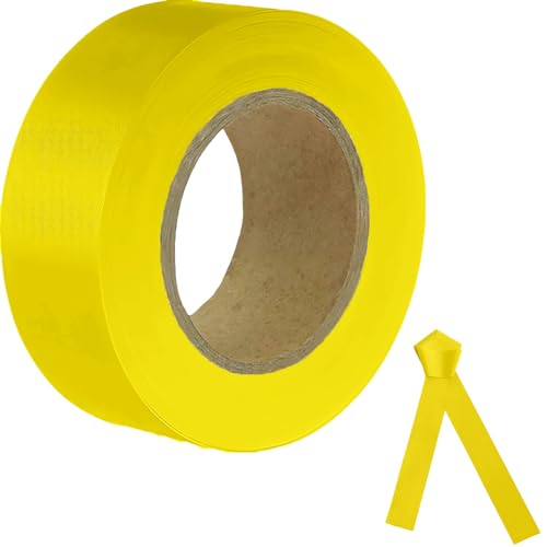 JIZHGRAD Yellow Flagging Tape, 1-3/16" 300' Survey Tape, Tree Marking Ribbon, Non-Adhesive Plastic Ribbon, Trail Marking Tape