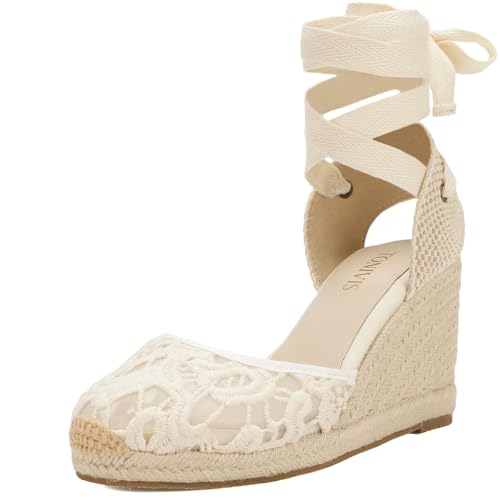 Image of Women's Espadrille Wedge Sandals Closed Toe Lace-Up Shoes