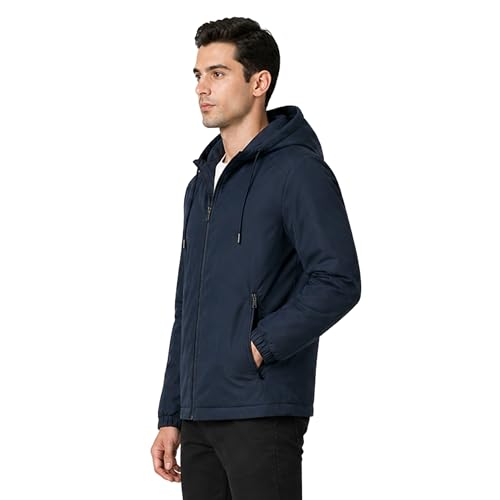 Image of Rain Jacket for Men Waterproof for Bike Riders with Adjustable Hood Along with Inner Pockets,Waterproof Raincoat with Polyester Jacket, Zipper Pockets & Elastic Cuffs For Bike, Travel & Daily Wear