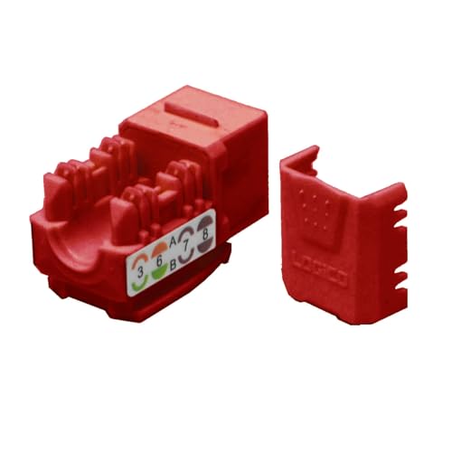 Pack 5 Keystone Jacks Cat5e Rojo con Capucha Polvo miniatura 2