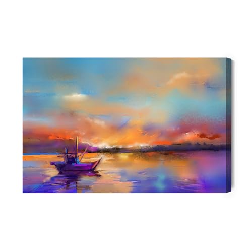 Tableau sur toile pour raviver un mur blanc avec ce paysage marin colore 70x50