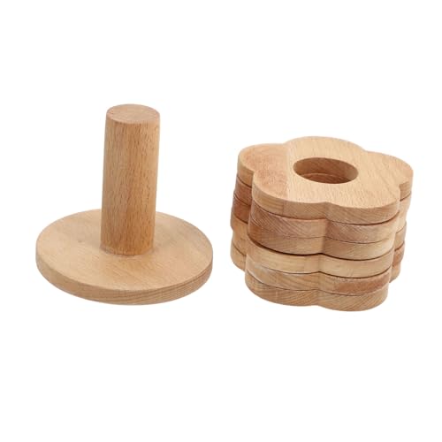 OKUMEYR 7pcs Birch Wood Insulation Pads with Rack Non-Slip Coasters for Teacups Creative Kitchenware and Anti-Scald Design for Dining and Home Decor