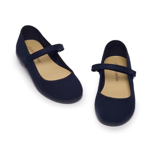Mary Jane Shoes for Girls – Classic & Comfortable Dress Shoes for Toddlers & Kids – Perfect Flats for School, Play, and Special Occasions (Canvas)