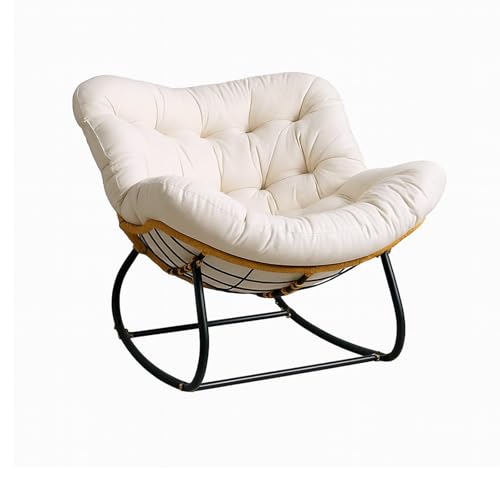 SUNNYNEST Oversized Outdoor Egg Rocking Chair with Cushion for Garden White