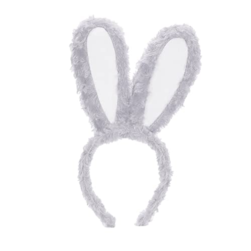 Fita de orelhas de coelho, 1 linda faixa de orelhas de coelho, acessórios de moda para o cabelo para mulheres e meninas, Halloween, cosplay, festa de Páscoa, decoração de fantasia (cinza)