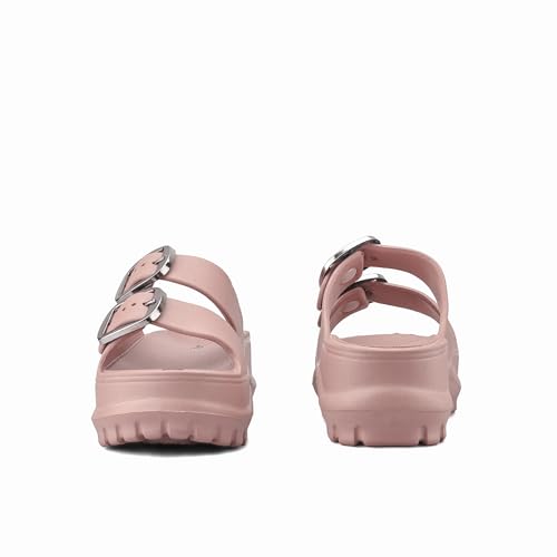 Image of ASIAN Femina-19 Women's Chunky Sole Slippers | Soft Cushioned Comfort | Adjustable Double Buckle | Anti-Slip, Lightweight Slides