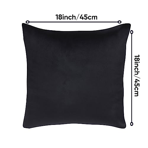 Image of Amazon Brand - Umi Velvet Decorative Cushion Cover 18x18 Inch - Set of 5, Soft Solid Square Throw Pillow Covers for Sofa, Living Room or Home Decor - 45x45 cm in Black Color
