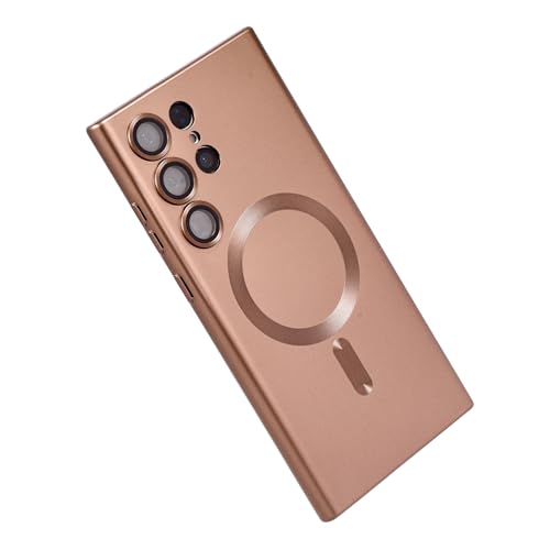 Image of Magnetic for Samsung Galaxy S23 Ultra Case,Soft Silicone Slim Fit Anti-Scratch Phone Case Cover with Camera Protection,Compatible with MagSafe,Brown