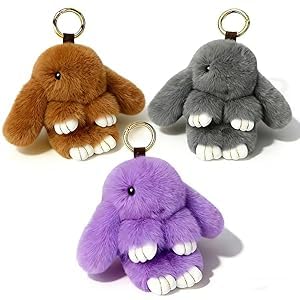 Porte-clés en Peluche en Forme de Lapin, 3 Pièces Adorable Porte-clés Lapin en Pluh, Lapin Poupée Pendentif Porte Voitures Porte-clés Sac à Main, pour...