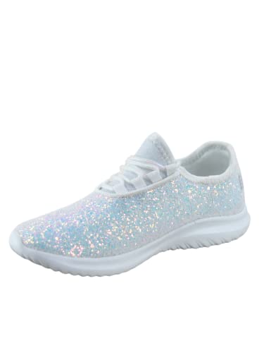 TZ Kid's Girl's Fashion Glitter Sparkle Slip On Lace Casual Walking Sneaker Shoes3