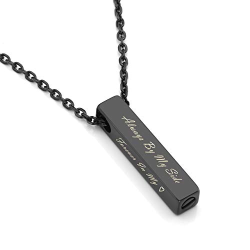 PiercingJ Free Engraving Personalized Custom Stainless Steel Urn Memorial Pendant Bar Necklace Bottle Locket Memorial Necklace Ashes Keepsake Cremation Jewelry