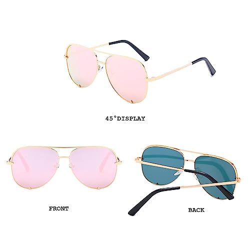 BUTABY Oversized Aviator Sunglasses for Women Men Classic Polarized Sun Glasses Vintage Pilot Metal Shades UV Protection2