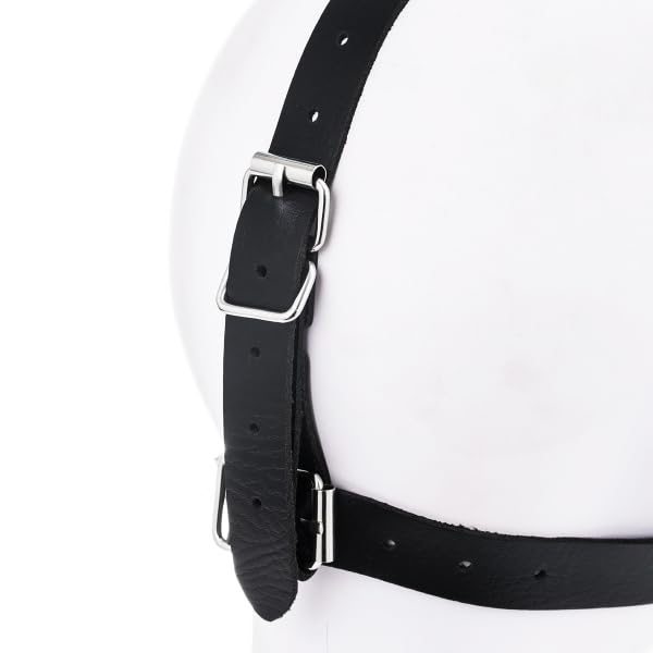 SM Harnais avec Bâillon & Crochet de Nez – Bondage Fetiche | Accessoire BDSM réglable en similicuir & métal, diamètre bâillon 4 cm, unisexe