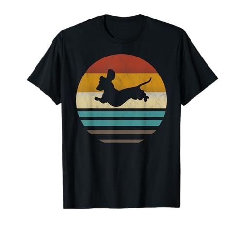 Dackel Geschenke & Kleidung Dackel Dackelhund Silhouette Retro T-Shirt für Herren, Damen, Jungen, Mädchen & Kinder - Schwarz, S