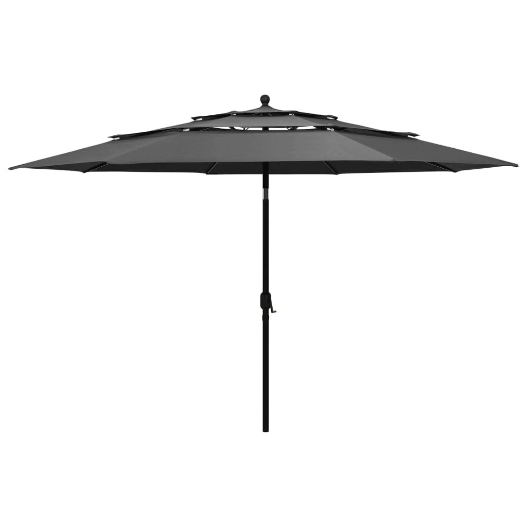 vidaXL 3-Tier Garden Parasol with Aluminium Pole, Outdoor Umbrella for Balcony Terrace, Sunshade for Table, Patio Canopy, Sun Shelter, Anthracite