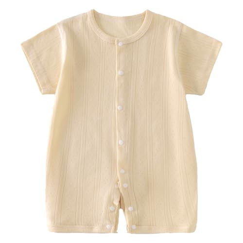 Baby nest ベビーロンパース カバーオール オーバーオール 新生児服 ベビーウェア 赤ちゃん肌着 男の子 女の子 かわいい 夏 イエロー 6-9ヶ月