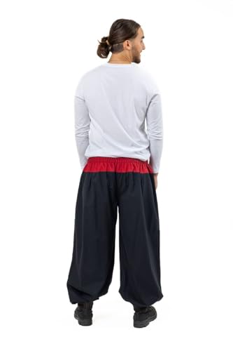 Sarouel bouffant mixte mandala rouge avec taille élastique ajustable noire