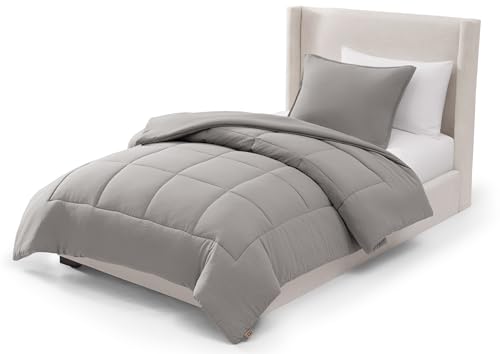 UGG Leonora Comforter Set with 1 Pillow Sham Lightweight Down Alternative Blanket Reversible All Season Washable and Hypoallergenic Bedding Set for College Dorm Twin/Twin XL Light Grey