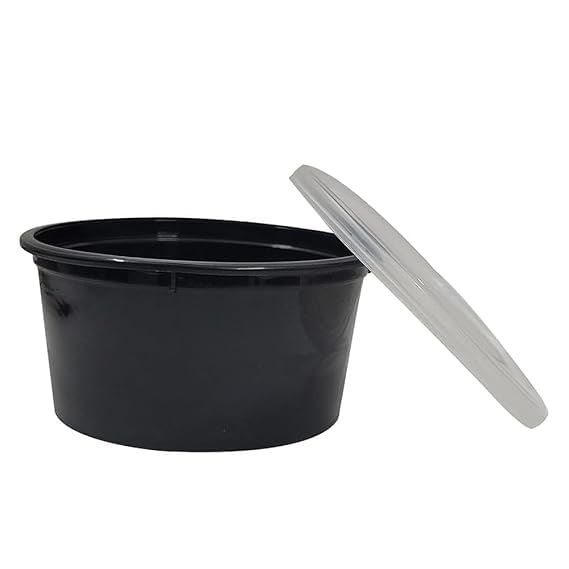 Image of [500 ml, 25 Count, Round, Black Reusable Plastic Food Storage Containers with Lid | Airtight, Microwave Safe Containers | Perfect for Meal Prep, Storage, Takeaway & Food Delivery