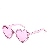 Zando Rhinestone Heart Sunglasses for Women Rhinestone Heart Shaped Sunglasses Bejeweled Sunglass...