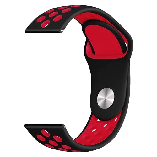 Image of YODI 19mm Soft Silicone Strap Replacement Belt Band for Noise Colorfit Pro 2, Colorfit Pro 2 Oxy, Colorfit Pulse, Colorfit Beat, Boat Storm, Fire Bolt Ninja 2 Smart Watch Straps (BLACK-RED)