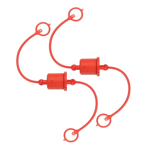 Image of PATIKIL 1 /2 inch ISO-A Hydraulic Coupler Male Dust Cap and Female Plug Cover, Set of 2 Rubber Quick Disconnects Port Plug Cover Fittings Red Cap with Retention Ring