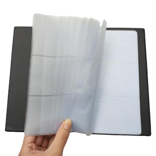 LGXEnzhuo Business Card Book Holder Organizer, Portable Business Card Booklet, Black, 120 Cards Capacity, PVC Material, for Men and Women