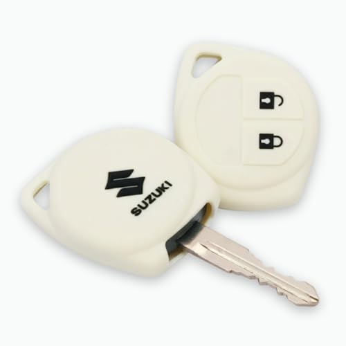 Image of vSHARK Silicone Car Key Cover for Maruti Suzuki S-Presso /Swift DZire /SX4 /DZire / Ignis /Alto /Vitara Brezza /Celerio /Ertiga /Ciaz /SCross /Baleno /Ritz 2 Button Key Cover B Off White Col. ( Pack of 1 )