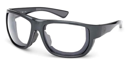 Harley-Davidson Men's Metal Bound Clear Lens Sunglasses, Shiny Blackened Pearl