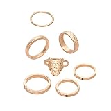 Goldener Tiger Leoparden-Ring mit schwarzer Gravur, 7 Stück