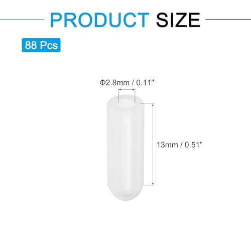 Image of uxcell 88Pcs Silicone End Caps, 2.8mm(1 /8 inch) ID 13mm(1 /2 inch) Height Round Rubber Elastic Screw Thread Protectors Soft Flexible Screw Bolt Covers Caps for Metal Tube Rod Bolt, Clear